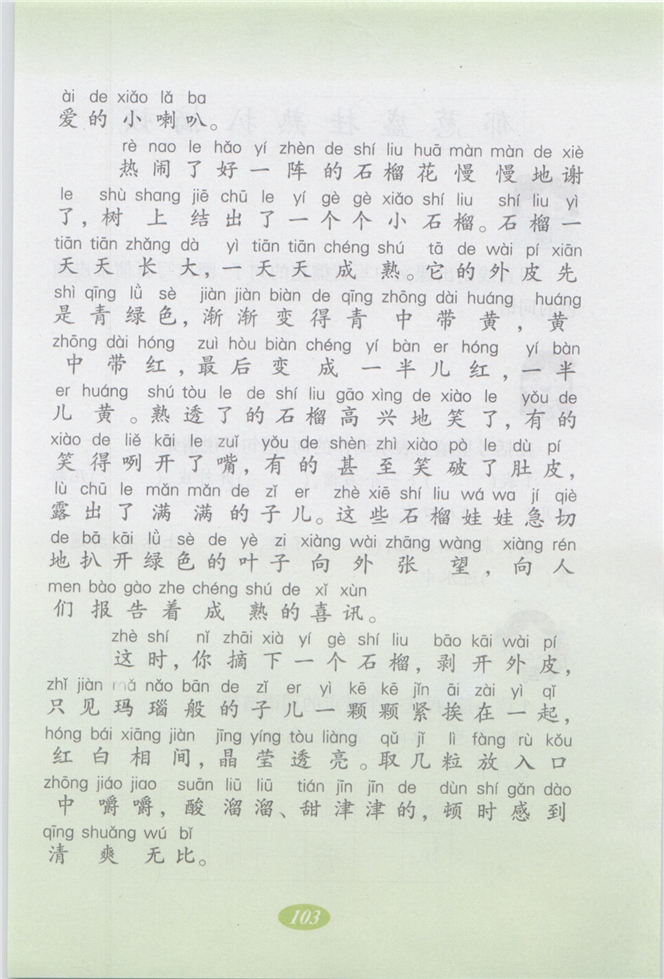 沪教版小学二年级语文上册石榴第1页