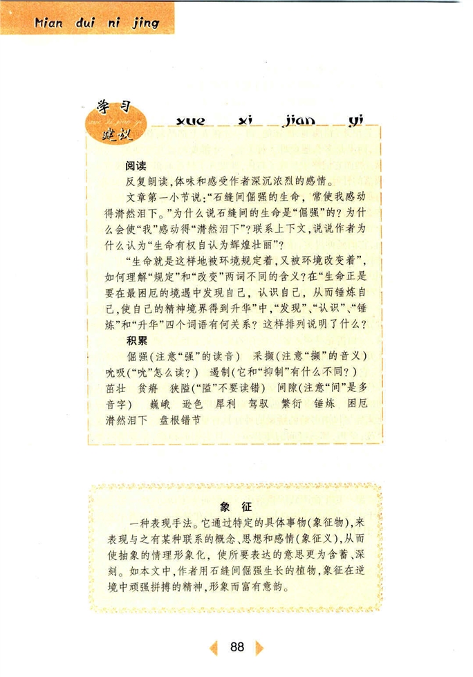 沪教版初中初一语文上册石缝间的生命第2页