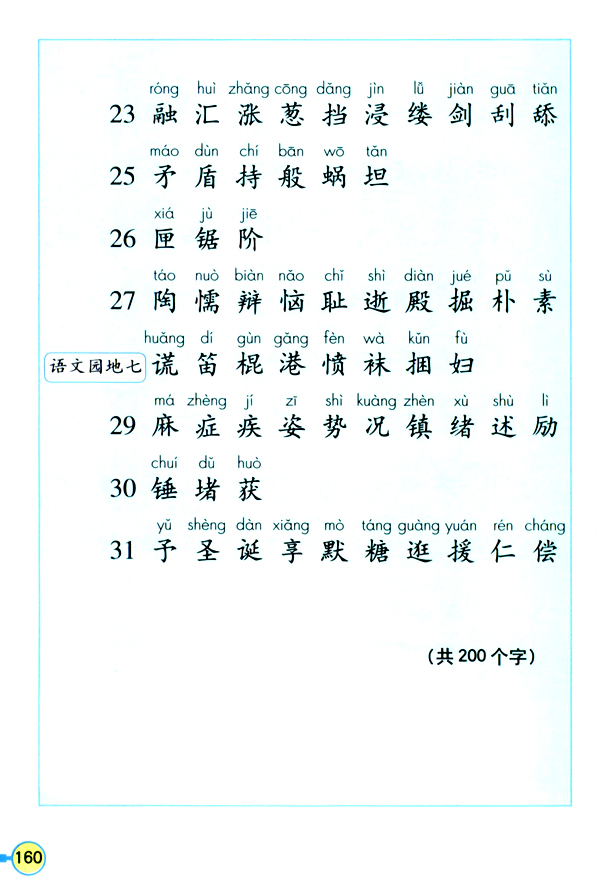 人教版三年级语文上册生字表（一）第2页