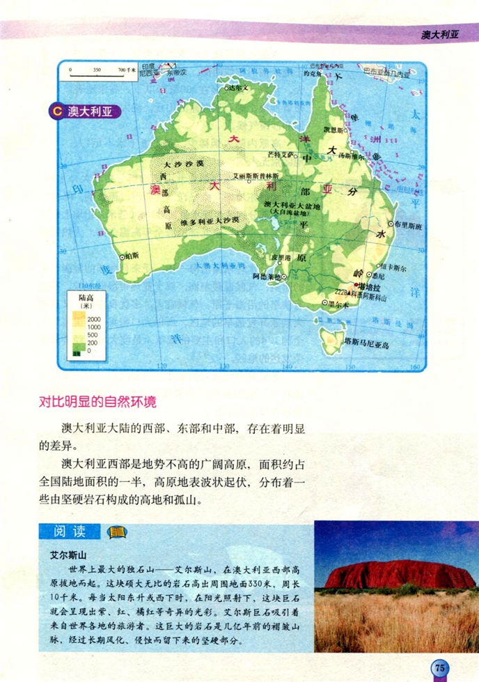 中图版初中地理初二地理下册澳大利亚第1页