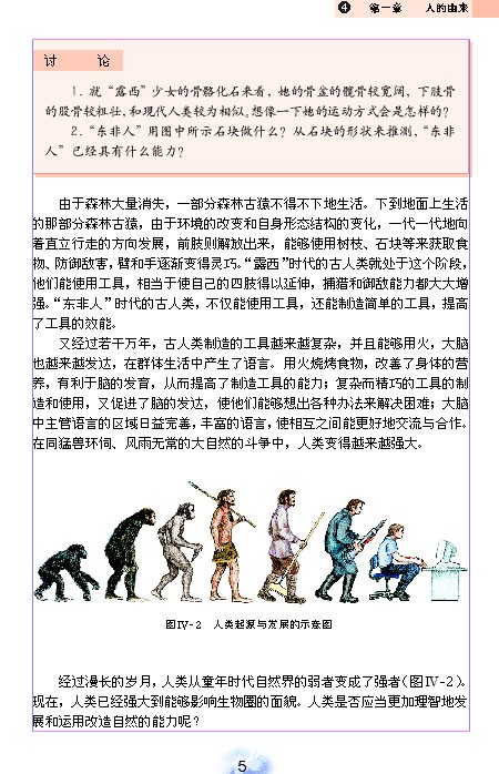 人教版初中初一生物下册人的由来第4页