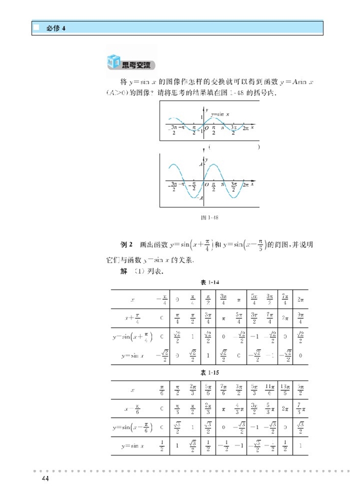 北师大版高中高二数学必修4函数图像第2页