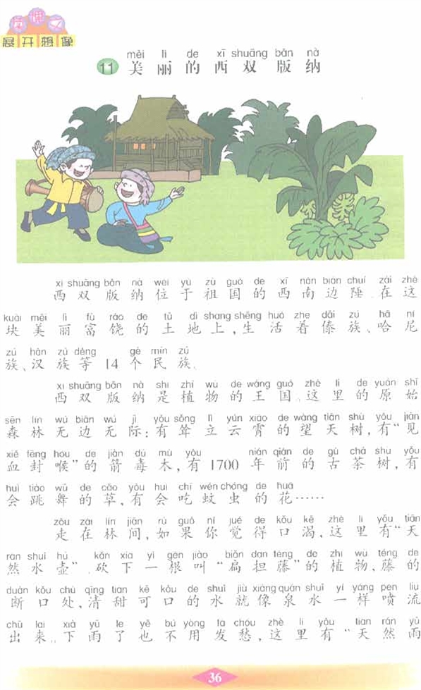 沪教版小学二年级语文下册美丽的西双版纳第0页