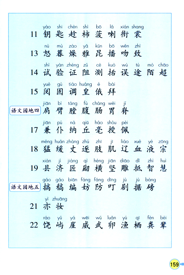 人教版三年级语文上册生字表（一）第1页