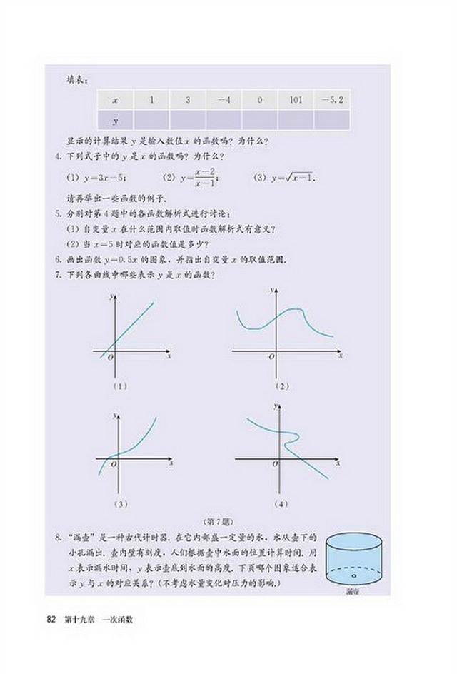 部编版八年级数学下册习题19.1第1页