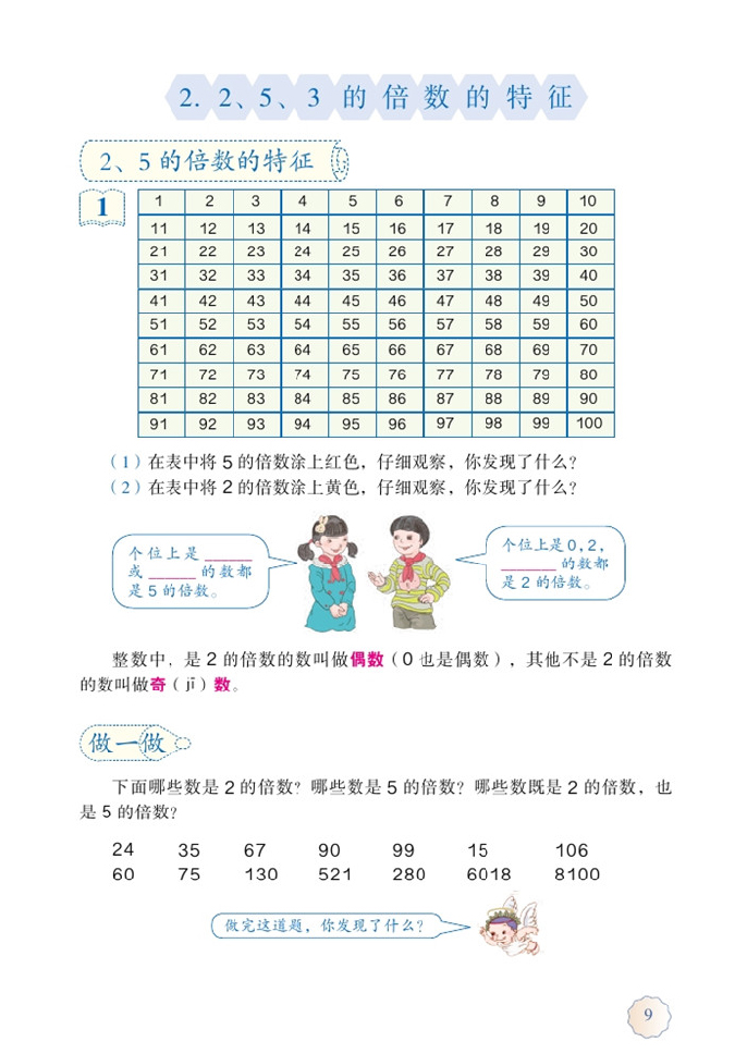 部编版五年级数学下册2、5、3的倍数的特征第0页