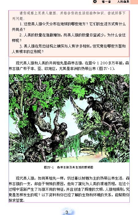 人教版初中初一生物下册人的由来第2页