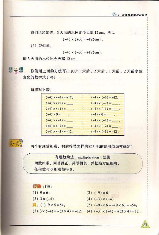 苏科版初中初一数学上册有理数的乘法与除法第1页