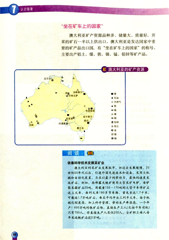 中图版初中地理初二地理下册澳大利亚第6页