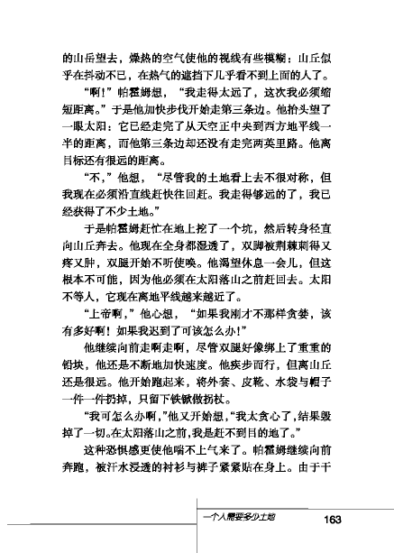 北师大版初中语文初三语文下册一个人需要多少土地第8页
