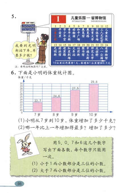 人教版小学三年级数学下册小数的初步认识第10页