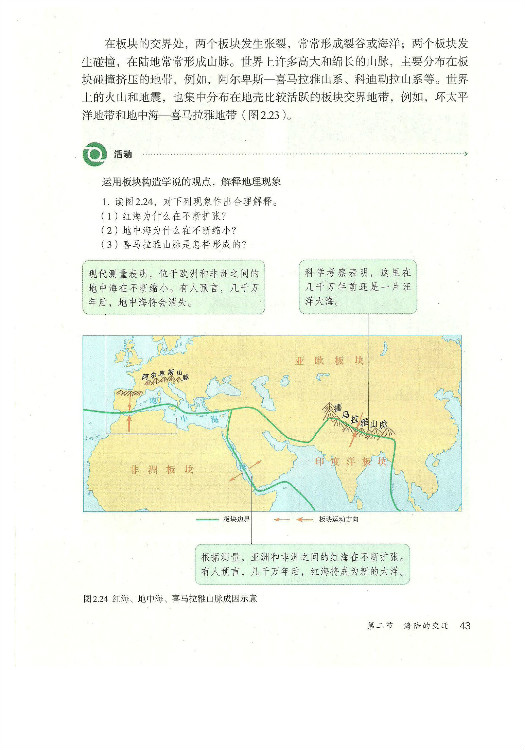 2012部编版七年级地理上册六大板块分布示意图第1页