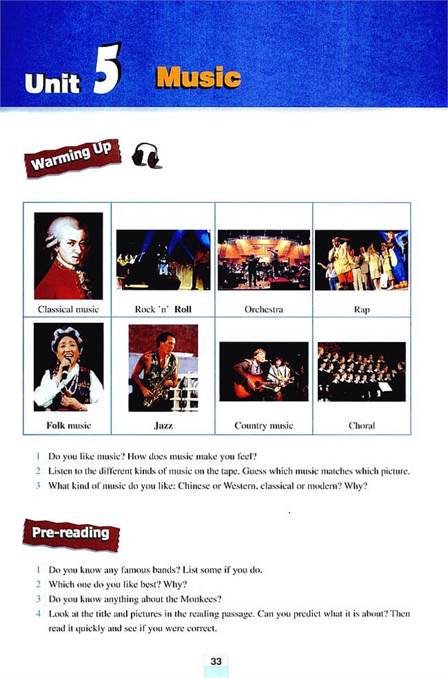 人教版高一英语必修二(2004)Unit 5 Music第0页