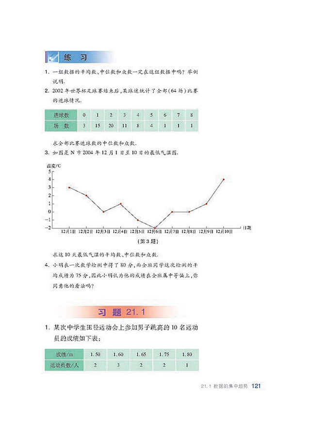 沪科版初中数学初二数学下册数据的集中趋势第9页