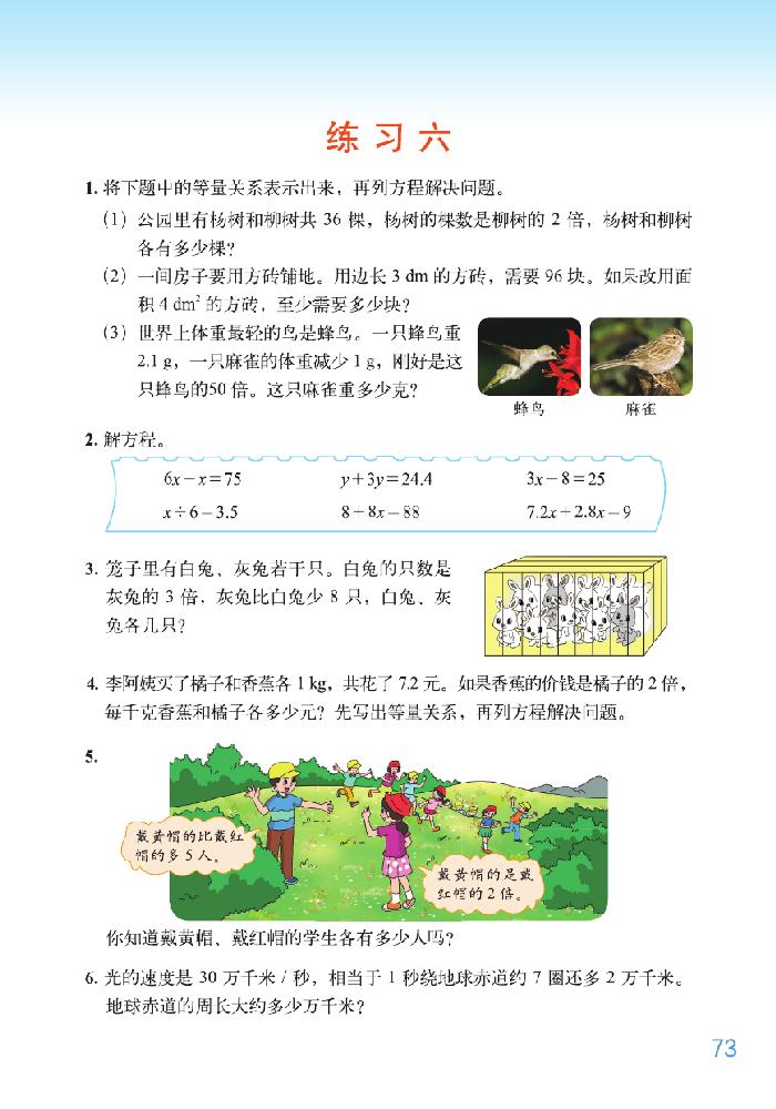 北师大版五年级数学下册七 用方程解决问题第4页