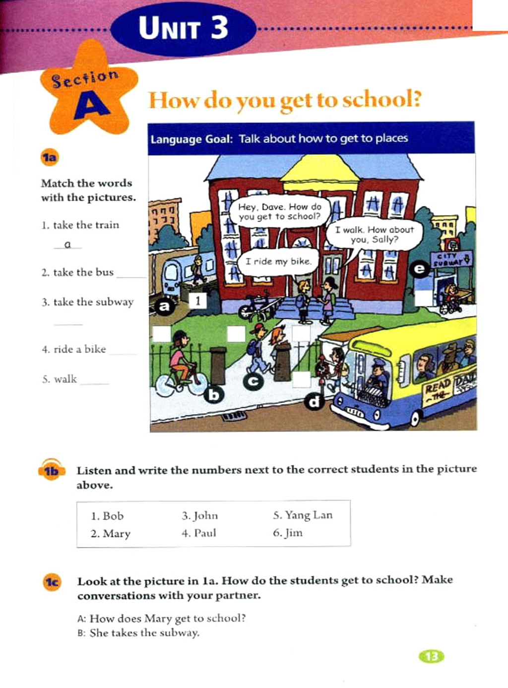 部编版七年级英语下册Unit 3 How do you get to school?第0页