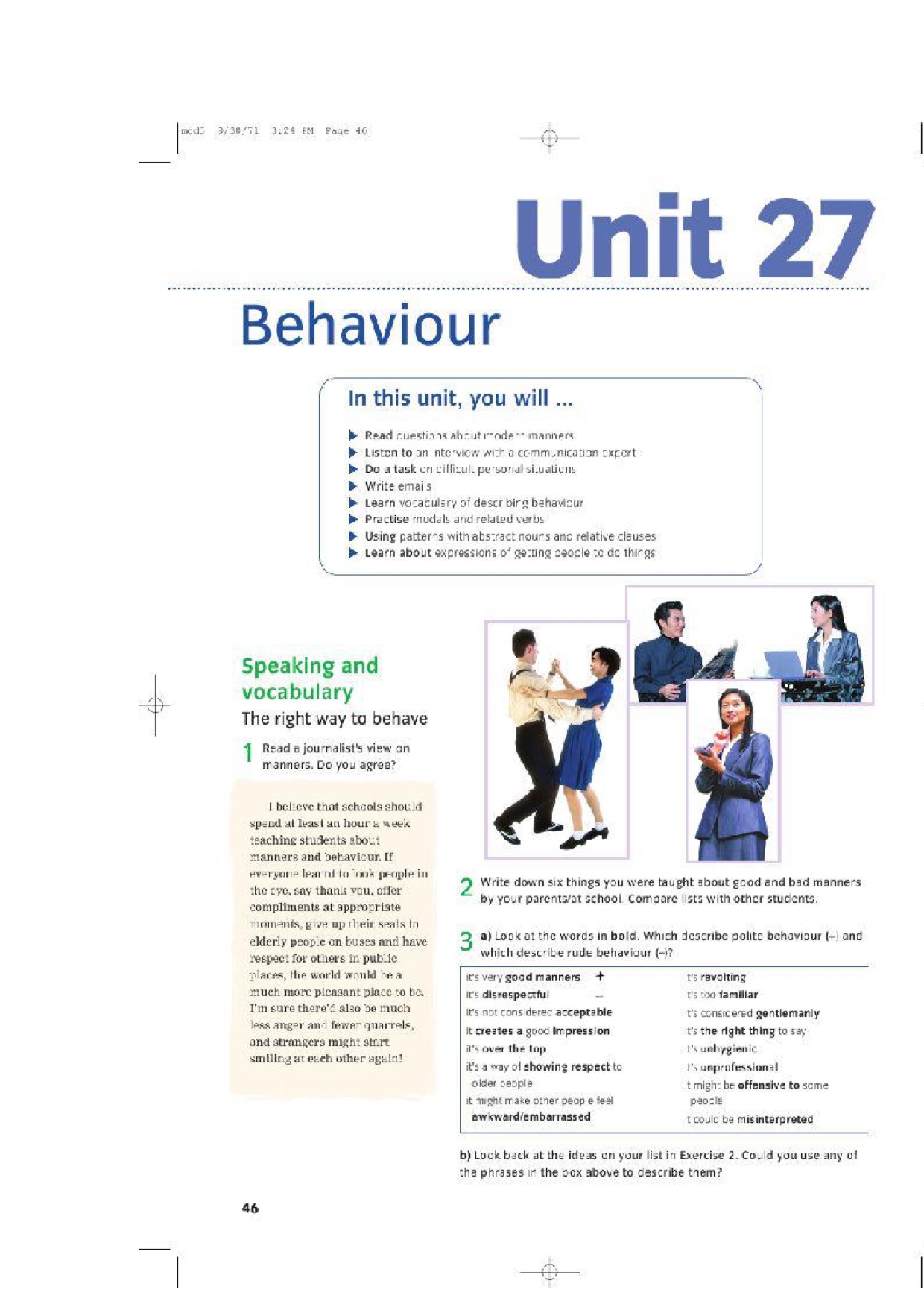北师大版高中英语选修9UNit 27 Behaviour第0页