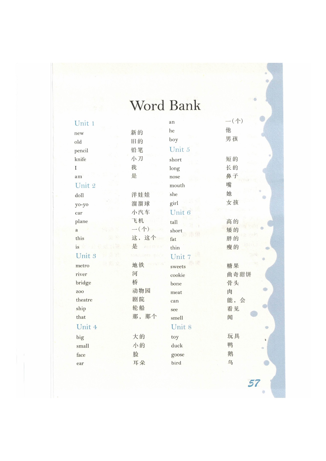 沪教版英语新世纪一年级下册Word Bank第0页